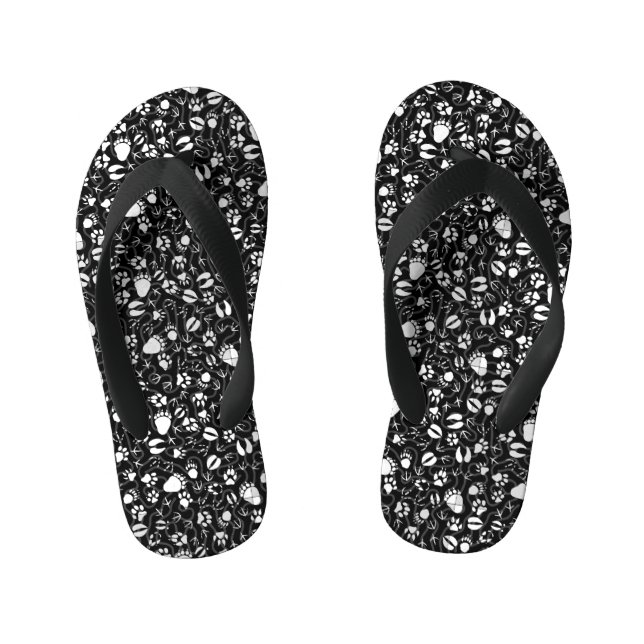 Foot prints 01.b. Black BG Kid's Thongs (Footbed)