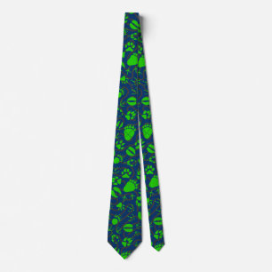 Foot prints 01.b.green DBlue BG Tie