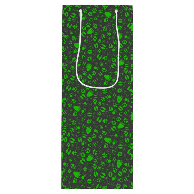 Foot prints 01.b.green DGrey BG Wine Gift Bag (Front)