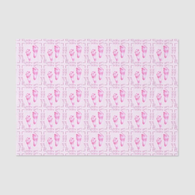 Foot Prints Baby Girl Pink-Tissue Wrapping Paper (Front)