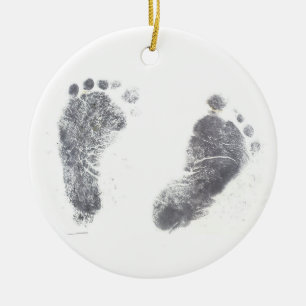 Foot prints ceramic ornament