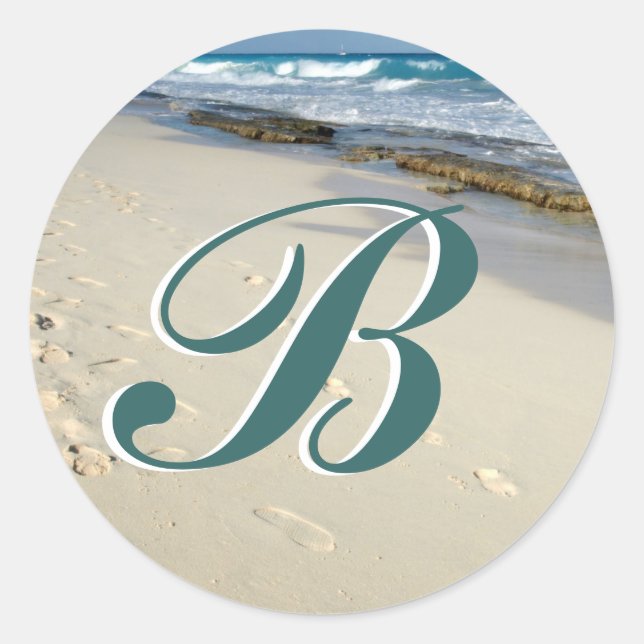 foot prints in the sand initial stickers (Front)