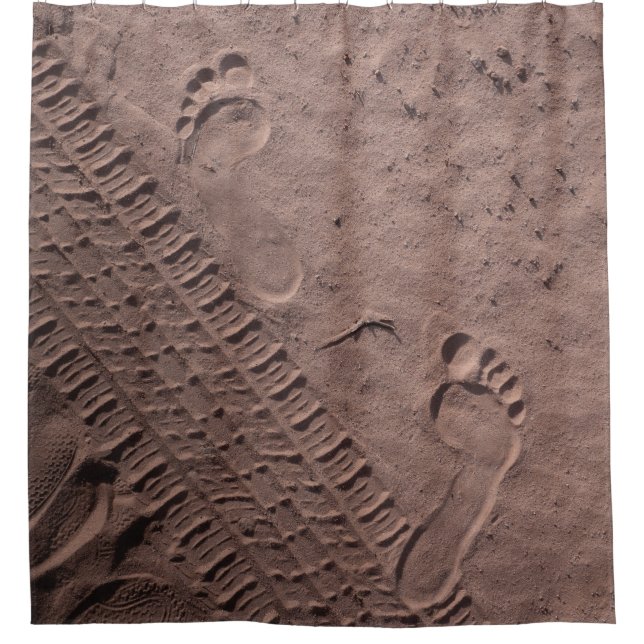 Foot prints in the sand shower curtain (Front)