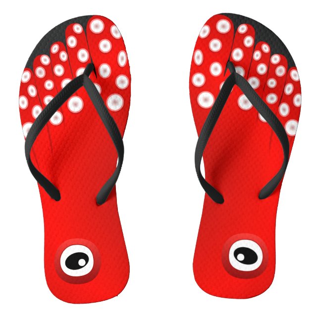 Foot Shaped Red Octopus Thongs (Footbed)