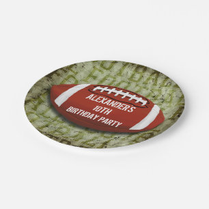 Football 10th Birthday Vintage Green Grunge Paper Plate