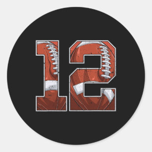 Football 12th Birthday Boy Twelve 12 Years Old Bda Classic Round Sticker