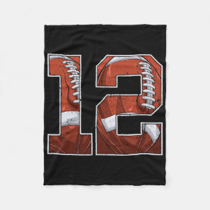 Football 12th Birthday Boy Twelve 12 Years Old Bda Fleece Blanket