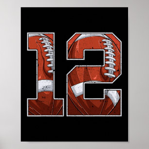 Football 12th Birthday Boy Twelve 12 Years Old Bda Poster