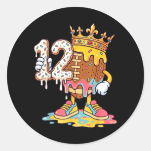 Football 12th Birthday Ice Cream Drip Twelve Years Classic Round Sticker