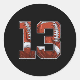 Football 13th Birthday Boy Thirteen 13 Years Old B Classic Round Sticker