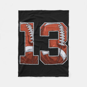 Football 13th Birthday Boy Thirteen 13 Years Old B Fleece Blanket