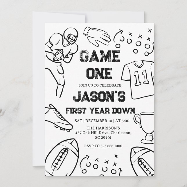 Football 1st Birthday American Sports Game On  Invitation (Front)