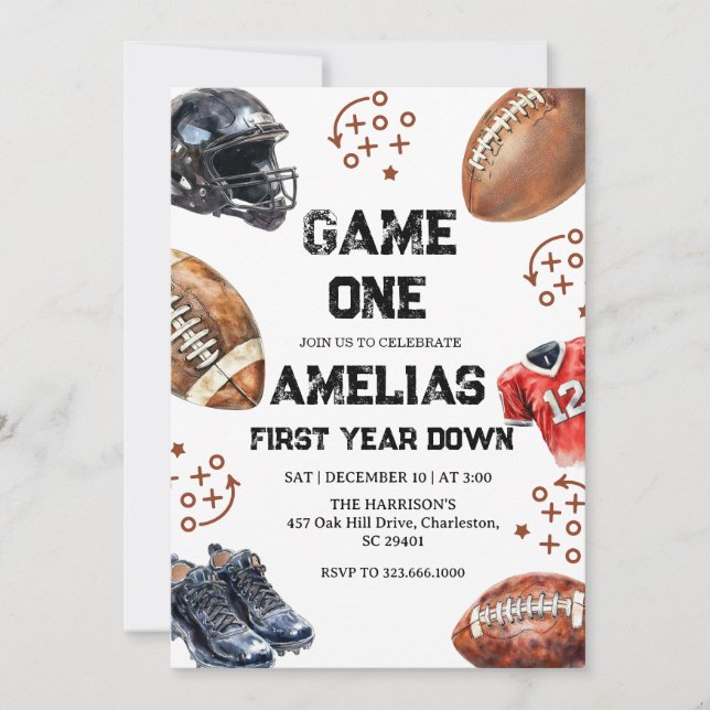 Football 1st Birthday American Sports Game On  Invitation (Front)