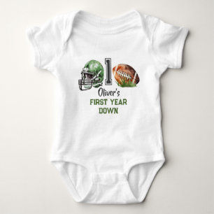Football 1st Birthday Bodysuit-First Year Down Baby Bodysuit