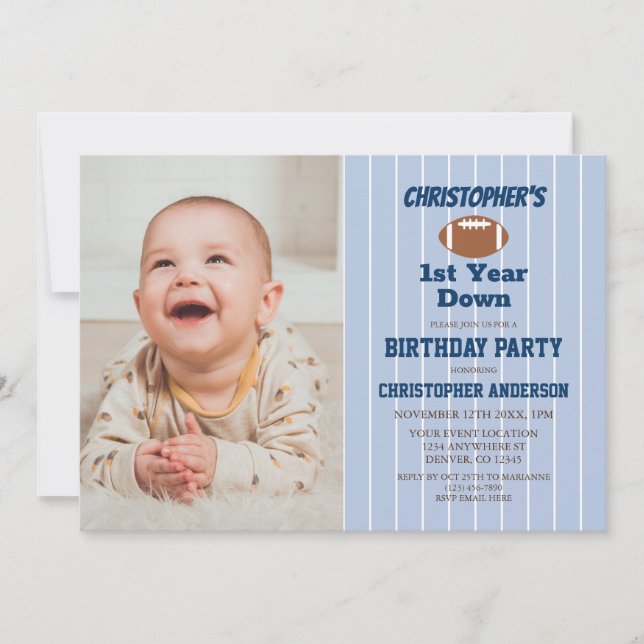 Football 1st Birthday Invitation (Front)