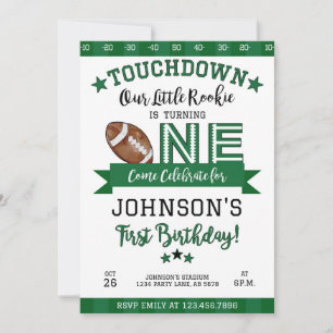 Football 1st Birthday Invitation White