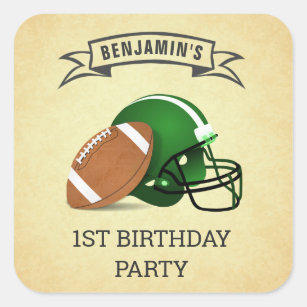 Football 1st Birthday Party Favor Sticker