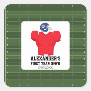 Football 1st Birthday Party Square Sticker