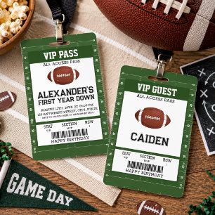 Football 1st Birthday Party VIP Pass Guest ID Badge