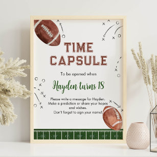 Football 1st Birthday Time Capsule Sign