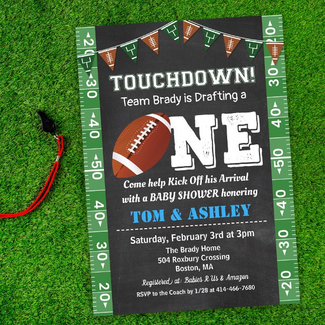 Football 1st First Birthday Chalkboard Invitation (Creator Uploaded)