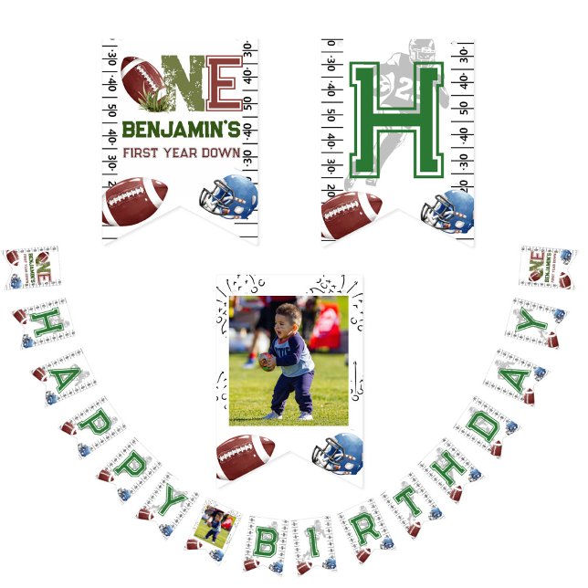 Football 1st Year Down Birthday Bunting (Creator Uploaded)