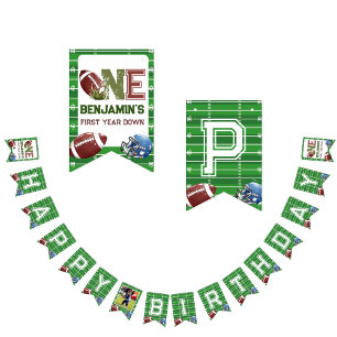 Football 1st Year Down Birthday Bunting