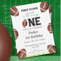 Football 1st Year Down  Birthday Invitation