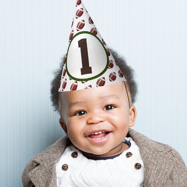 Football 1st Year Down Birthday Party Hat (First year down - birthday paper  party hat)
