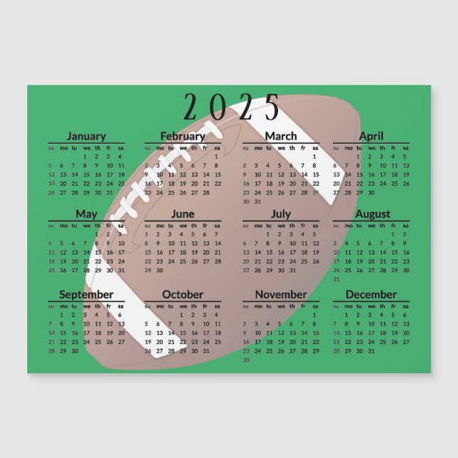 Football 2025 Calendar Magnetic Card (Front)