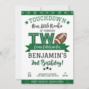 Football 2nd Birthday Invitation White