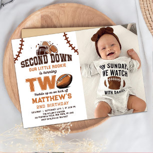 Football 2nd Birthday Photo Invitation