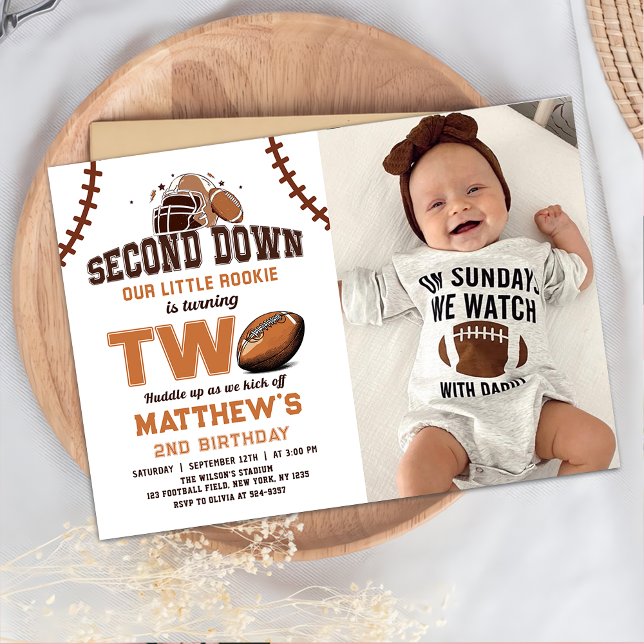 Football 2nd Birthday Photo Invitation (Creator Uploaded)