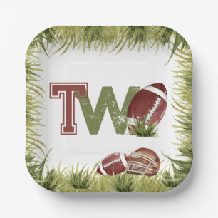Football 2nd Year Down Football Birthday Party Paper Plate