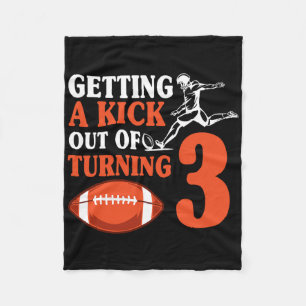 Football 3th Birthday Party Kick Team Player Sport Fleece Blanket