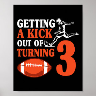 Football 3th Birthday Party Kick Team Player Sport Poster