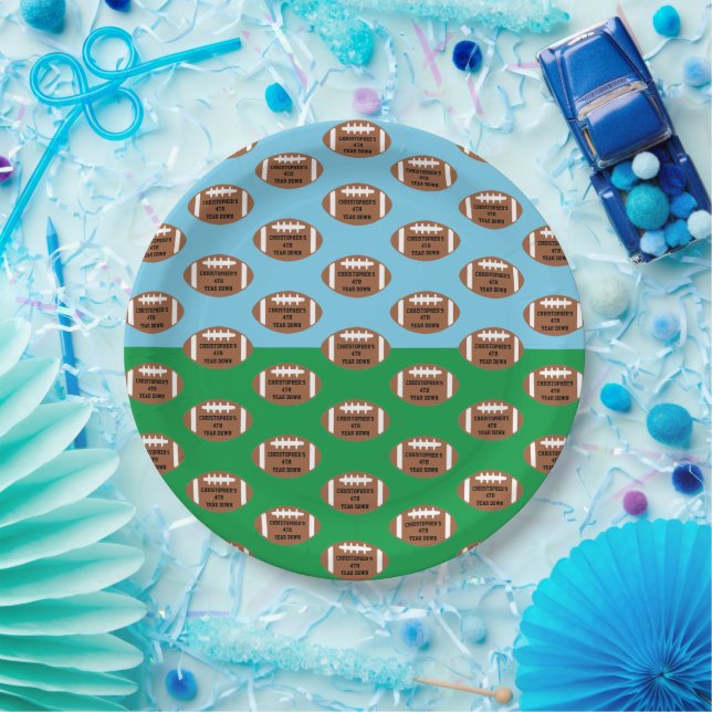 Football 4th Year Down Birthday Paper Plate (Party)