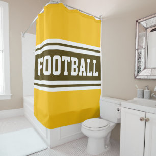 FOOTBALL 70s Yellow Orange Brown Racing Stripes Shower Curtain