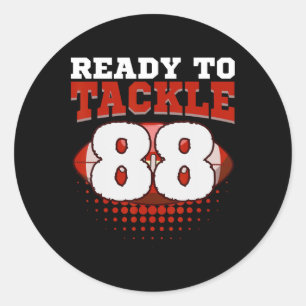Football 88th Birthday Player Tackle Team Sports T Classic Round Sticker