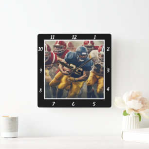 Football Action Photo  Square Wall Clock