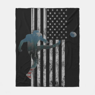 Football American Flag USA Team Gift Kicker Fleece Blanket