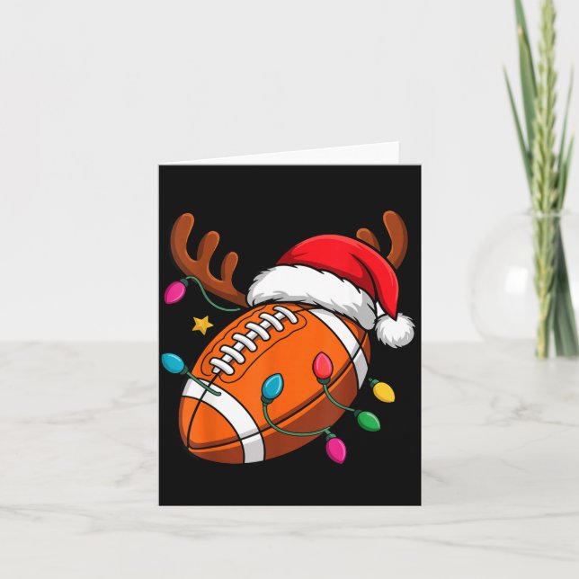 Football American Reindeer Horns Christmas Xmas Ba Card (Front)