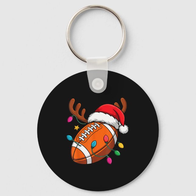 Football American Reindeer Horns Christmas Xmas Ba Key Ring (Front)