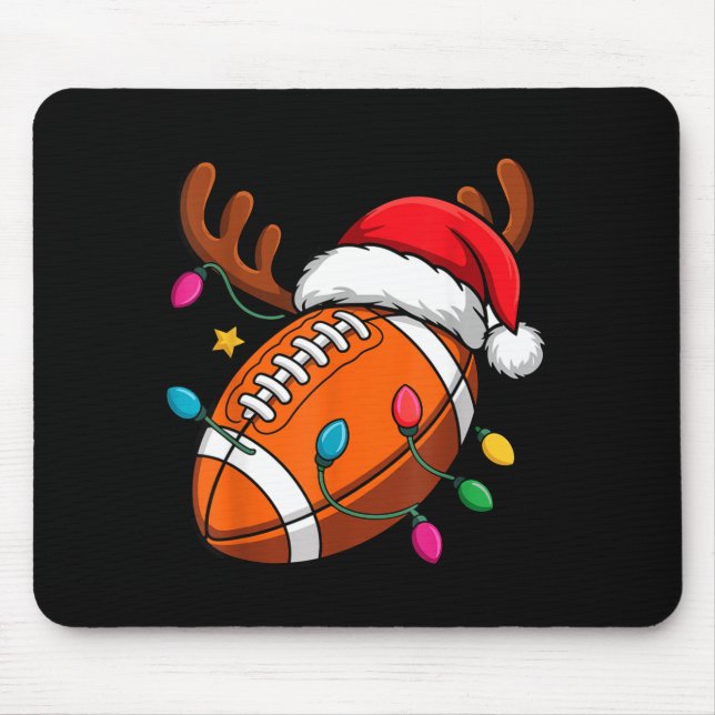 Football American Reindeer Horns Christmas Xmas Ba Mouse Pad (Front)