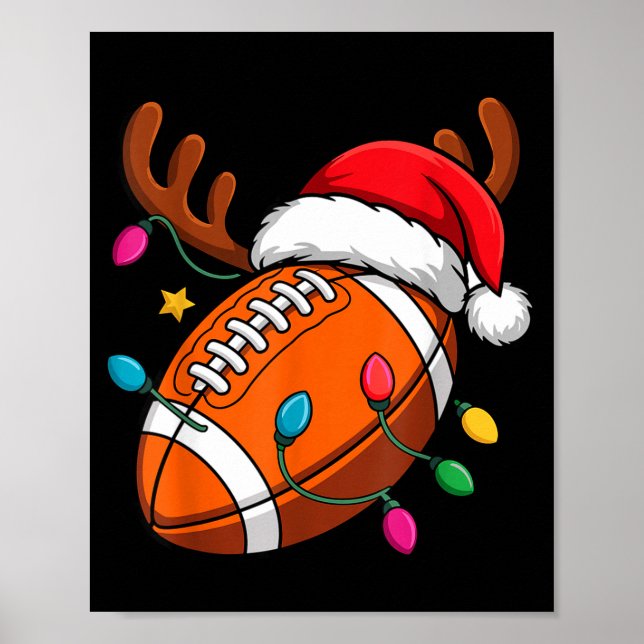 Football American Reindeer Horns Christmas Xmas Ba Poster (Front)