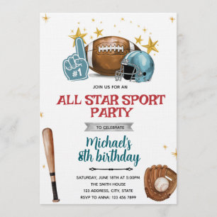 Football and baseball party Invitation
