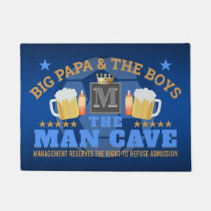 FOOTBALL and BEER with MONOGRAM on MAN CAVE Doormat