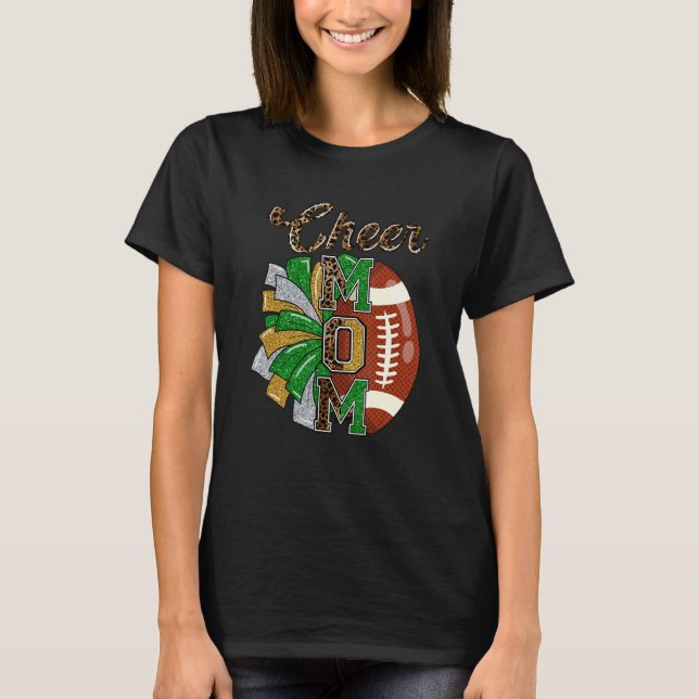 Football And Cheer Mom Game Day Vibes Cheerleading T-Shirt (Front)