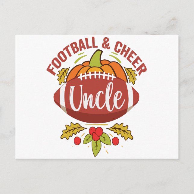 Football and Cheer Uncle Cute Pumpkin Fall Season Postcard (Front)