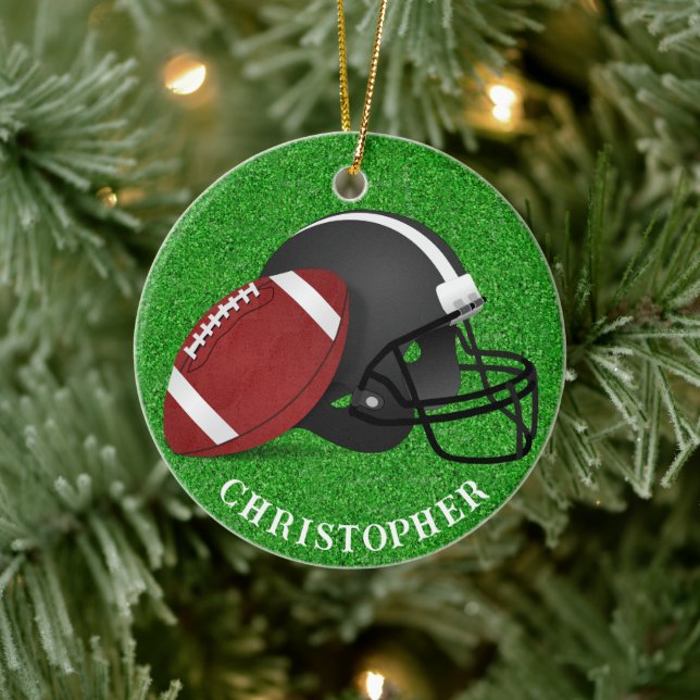 Football and Helmet Christmas  Ceramic Ornament (Tree)